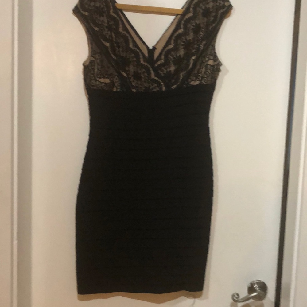 Black lace top dress